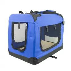 Transportín Para Perros Gatos Mascotas | Talla M|43cm X 63cm X 9cm| Plegable | Azul | Balú | Mobiclinic