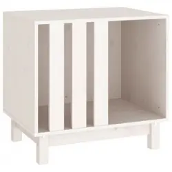 Caseta Para Perros Madera Maciza De Pino Blanco 60x45x57 Cm Vidaxl