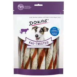 Dokas palitos enrollados para perros - Piel de vacuno, corazón de pato y pechuga de pato - 200 g