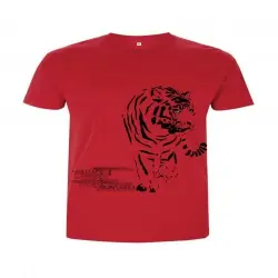 Animal totem camiseta manga corta algodón tigre rojo para hombres