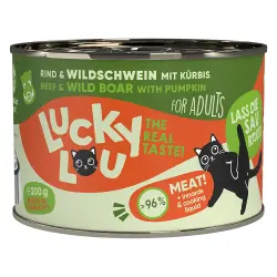 Lucky Lou Adulto 6 x 200 g - Carne de vacuno y jabalí