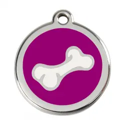 Placa identificativa Acero Inoxidable Esmalte Comic Hueso Morado para perros