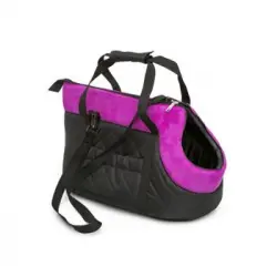 Bolsa De Transporte Para Perro O Gato Talla R3 30x58x32 Negro/rosa