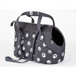 Bolsa De Transporte Para Perro O Gato Talla R1 20x42x22 Grafito Huellas