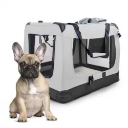 Transportín Para Mascotas | Talla L | Soporta 15 Kg | 70x52,5x50 Cm | Plegable | Gris | Balú | Mobiclinic