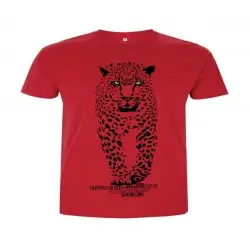 Animal totem camiseta manga corta algodón jaguar rojo para hombres