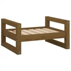 Cama Para Perros Madera Maciza Pino Marrón Miel 55,5x45,5x28 Cm Vidaxl