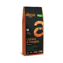 Pienso Alleva Natural Chicken & Pumpkin para cachorros grandes sabor Pollo y Calabaza