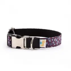 Pamppy funny evan roses collar de algodón y poliéster negro y rojo para perros