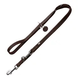 Correa ajustable de cuero HUNTER Aalborg marrón oscuro para perros - 200 x 1,3 cm (L x An)