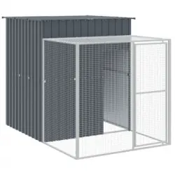 Gallinero Con Corral Acero Galvanizado Gris 165x251x181 Cm Vidaxl