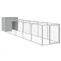 Caseta Perros Corral Acero Galvanizado Gris Claro 110x609x110cm Vidaxl