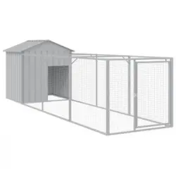 Caseta Perros Tejado Acero Galvanizado Gris Claro 117x405x123cm Vidaxl