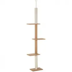 Árbol Para Gatos Pawhut Madera Felpa Sisal 43x27x228-260 Cm Marrón