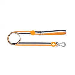 Dashi stripes correa de poliéster naranja y negro para perros