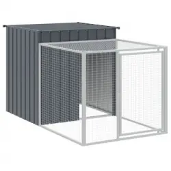 Gallinero Con Corral Acero Galvanizado Gris 110x201x110 Cm Vidaxl