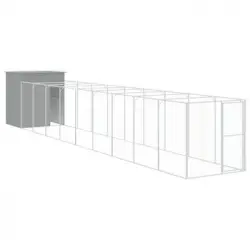 Caseta Perro Corral Acero Galvanizado Gris Claro 165x1067x181cm Vidaxl