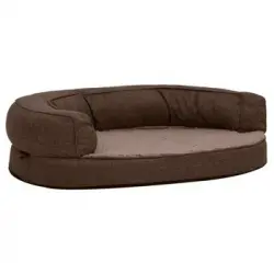 Colchón De Cama De Perro Ergonómico Aspecto Lino Marrón 75x53cm Vidaxl