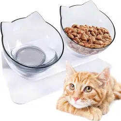 Edipets comedero doble elevado transparente para gato