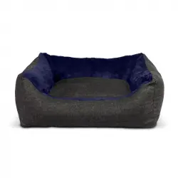 Cama Rectangular para Perros y Gatos GAUTY Denim y pelo (Azul y Denim Negro - 50 x 40 cm)