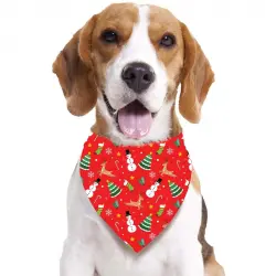 Pañuelo Muñeco de nieve estampado rojo para perro de 69x35 cm