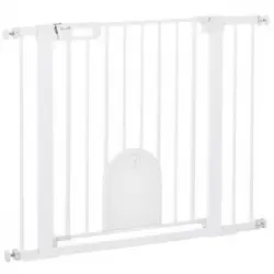 Barrera De Seguridad Perros De Acero Abs 75-103x76 Cm-pawhut. Blanco