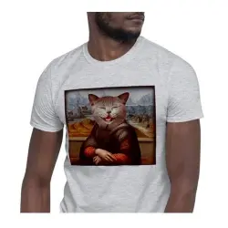 Mascochula camiseta hombre la gioconda personalizada con tu mascota gris