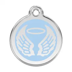 Placa identificativa Acero Inoxidable Esmalte Alas Angel Azul Claro para perros