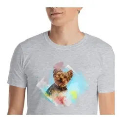 Mascochula camiseta hombre acuarela personalizada con tu mascota gris