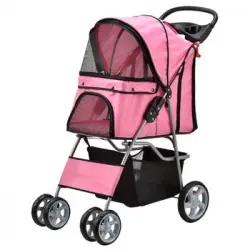 Carrito Para Mascotas Niceville - Hundebuggy Acero / Poliéster 100x38x80cm - Rosa [pro.tec]