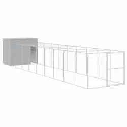 Caseta Perro Corral Acero Galvanizado Gris Claro 214x1069x181cm Vidaxl