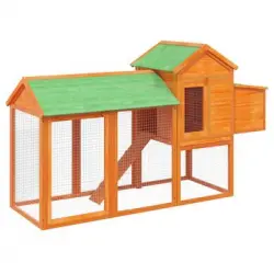 Gallinero Madera Maciza De Pino Marrón 193x65x117 Cm Vidaxl