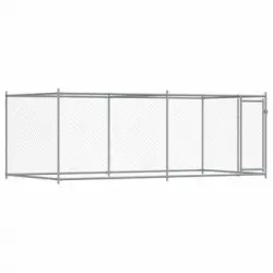 Jaula De Perros Con Puerta Acero Galvanizado Gris 4x2x1,5 M Vidaxl