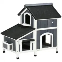 Caseta Para Gatos De Madera De Abeto 96x65x85,5 Cm-pawhut. Gris