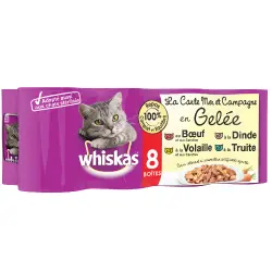 Whiskas La Carte 8 x 390 g en latas - Mar y tierra en gelatina