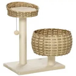 Árbol Para Gatos De Aglomerado Sisal Felpa Pe 54x40x70cm-pawhut.beige