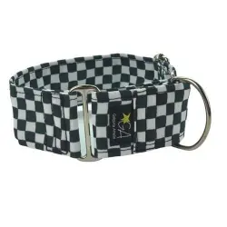 Galguita amelie finish collar antiescape blanco y negro para galgos