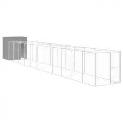 Caseta Perro Corral Acero Galvanizado Gris Claro 165x1271x181cm Vidaxl