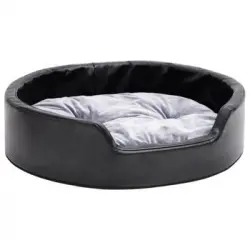 Cama Para Perros Felpa Y Cuero Sintético Negro Gris 69x59x19 Cm Vidaxl