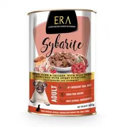 0.4 KG 0.4 KG Era Sybarite Adulto Ternera, Cerdo, Pollo y Jabalí en Paté lata para perros