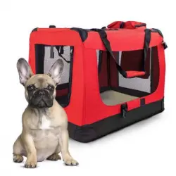 Transportín Para Mascotas | Talla L | Soporta 15 Kg | 70x52,5x50 Cm | Balú | Plegable | Rojo | Mobiclinic