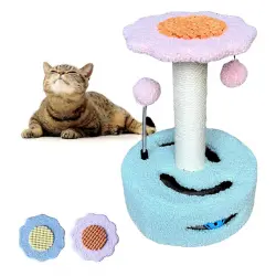 Arbol Rascador para Gatos. Rascador Gato Pequeño de 35 CM. Torre para Gatos con 2 Bolas de Juego. Arranhador para Gatos. Arbol Gato en Forma de Flor