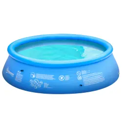 Outsunny Piscina Hinchable Redonda 4.000 Litros Ø274x76 cm para 3-4 Personas Piscina Inflable Familiar Adultos y Niños con Inflador de Mano para Jardín Patio Exterior Azul