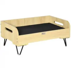 Cama Para Perros De Mdf Chenille Acero 70x45x32 Cm-pawhut.roble