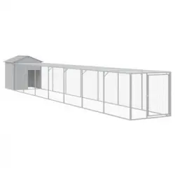 Gallinero Con Corral Acero Galvanizado Gris Claro 117x813x123cm Vidaxl