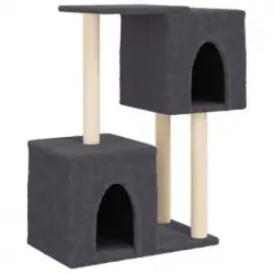 Rascador Para Gatos Con Postes De Sisal Gris Oscuro 86 Cm Vidaxl