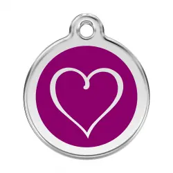 Placa identificativa Acero Inoxidable Esmalte Tribal Corazón Morado para perros