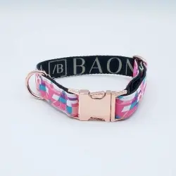 Baona collar qawra rosa para perros