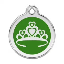 Placa identificativa Acero Inoxidable Esmalte Corona Verde para perros