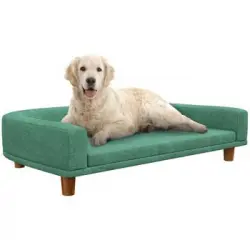 Sofá Para Perros Grandes Pawhut Poliéster Mdf Espuma 98x67x25cm Verde